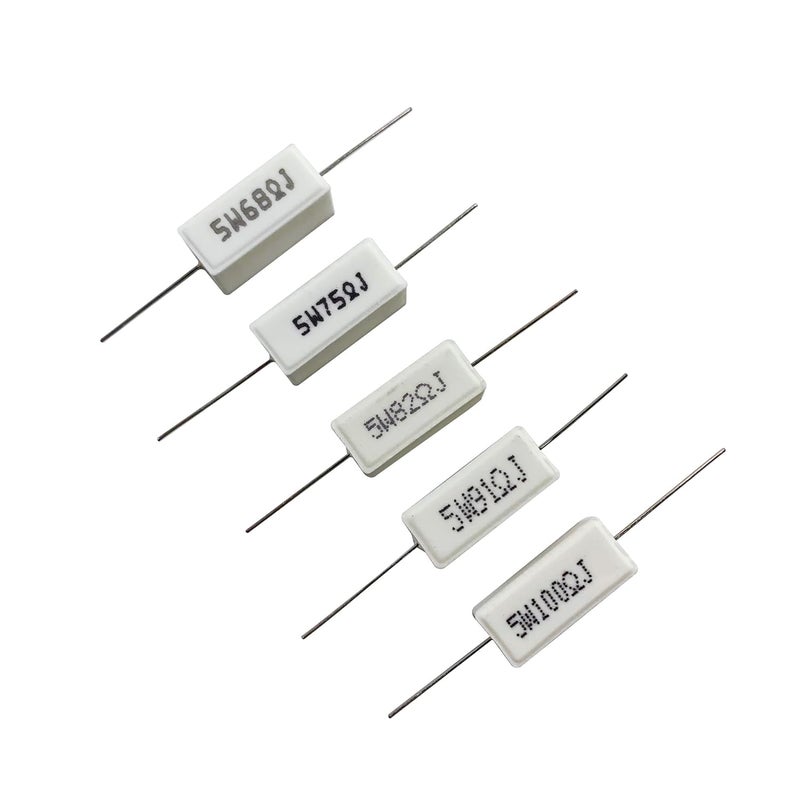 MOKMMKIT 30 Values 60 Pieces Ceramic Cement Resistor KIT 5W Resistance 5 Watt ±5% Power Resistors (0.01 Ohm - 100 Ohm) - Image 4